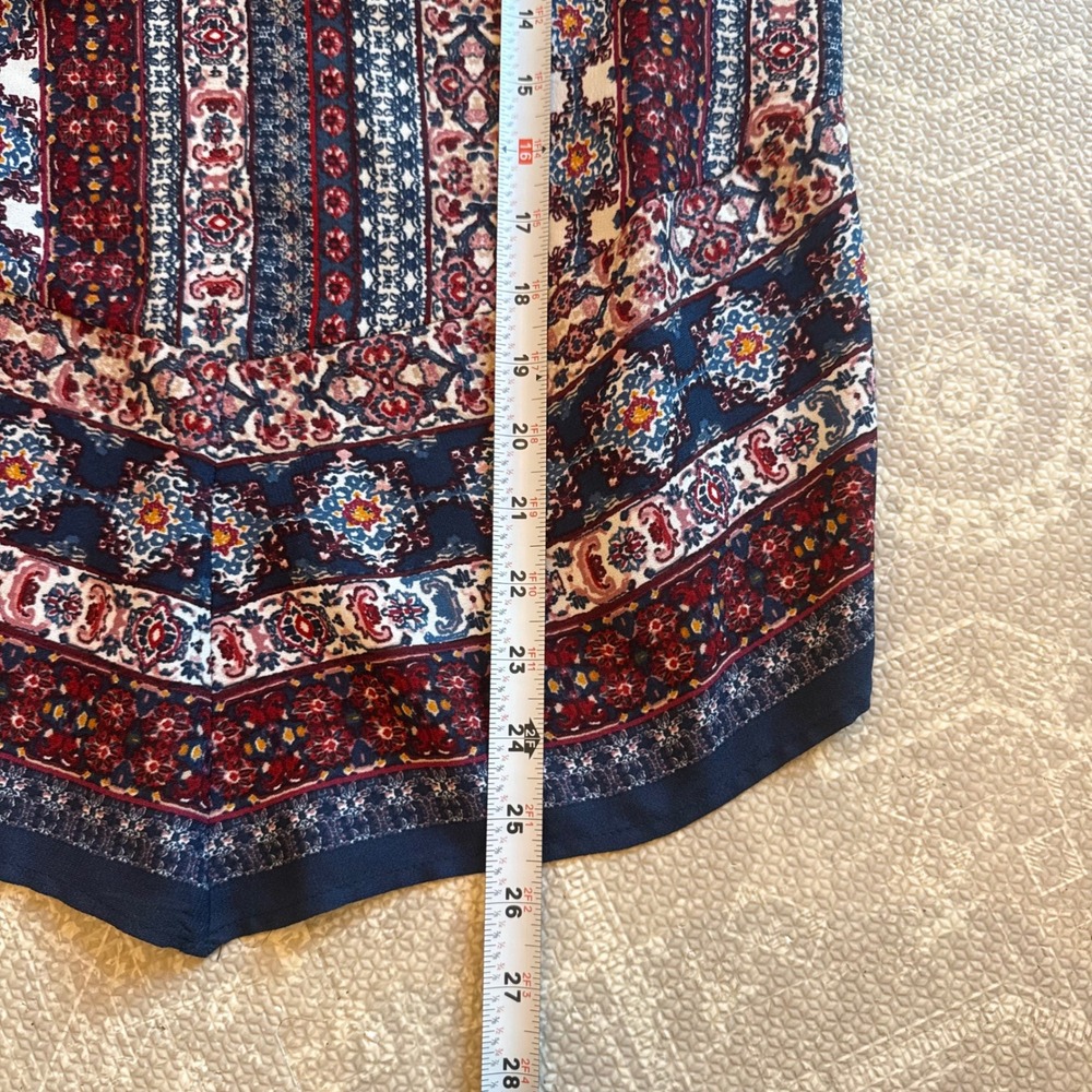 A. Byer Cold Shoulder Blouse Women Large Multi Boho Medallion Flutter Sleeve Top - Picture 4 of 5